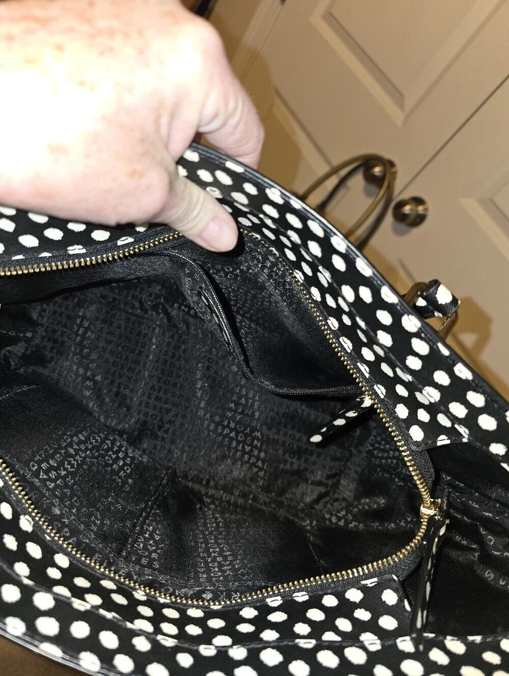 Kate Spade Black and White Polka Dot Tote Bag